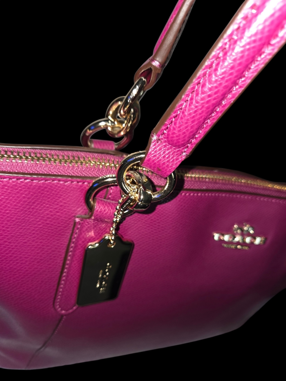 Coach Leather Magenta Tote Bag - Picture 3 of 10